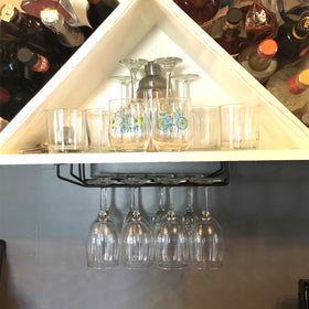 RedDreamer multirow wine glass holder demonstrates adjustable capacity for entertaining.