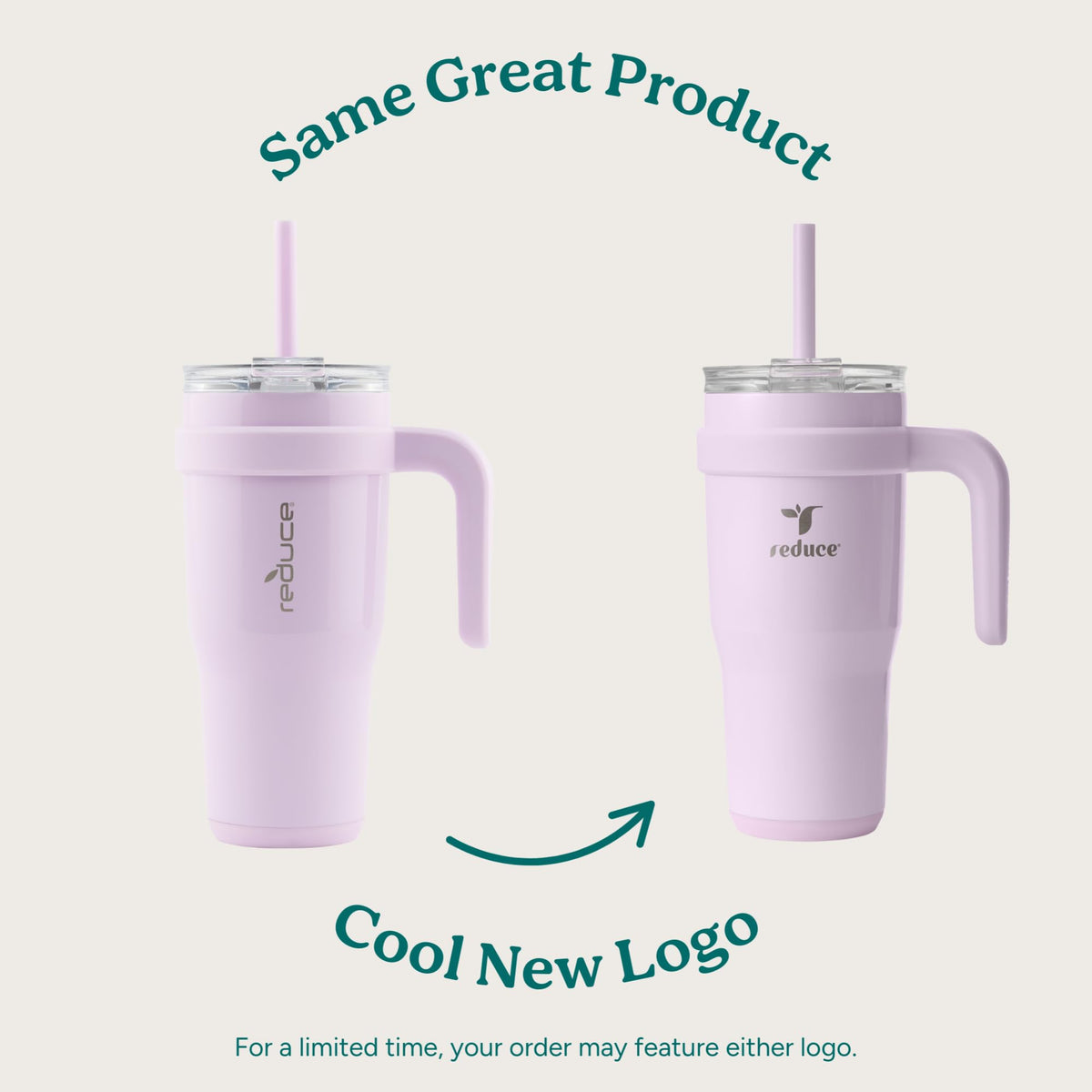 Side view of REDUCE 24oz tumbler showing slim, cupholder-friendly design