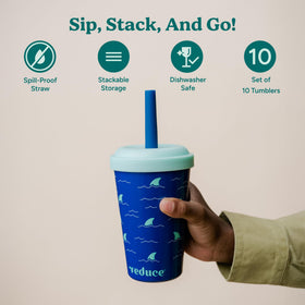 REDUCE GoGo's dishwasher-safe 12oz tumbler for quick cleanup after meals.