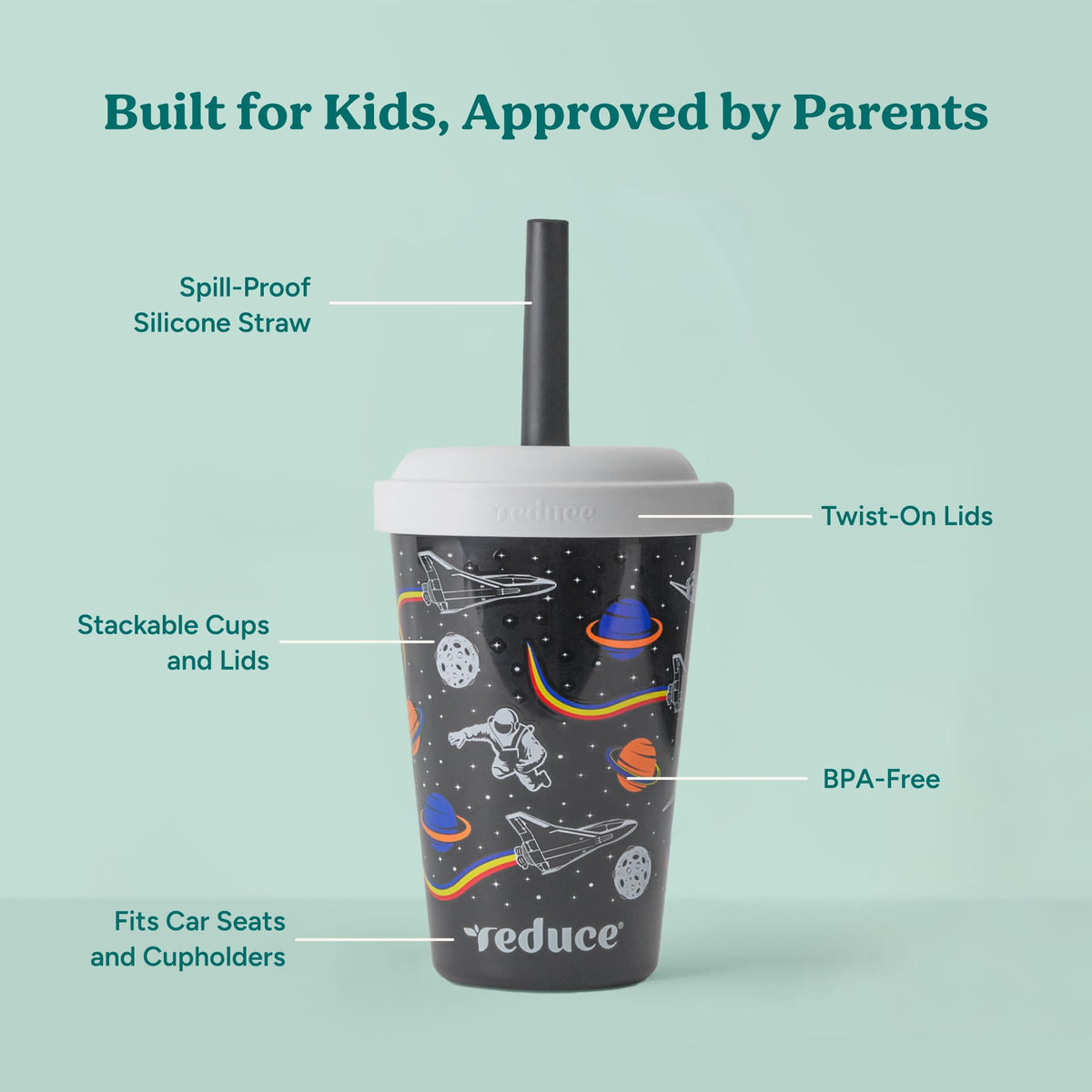 REDUCE GoGo's travel-friendly kid tumbler with cupholder compatibility for on-the-go hydration.