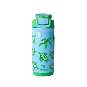 REDUCE Hydrate Pro Kids 14oz bottle front view shows scuba turtles design for durable hydration.