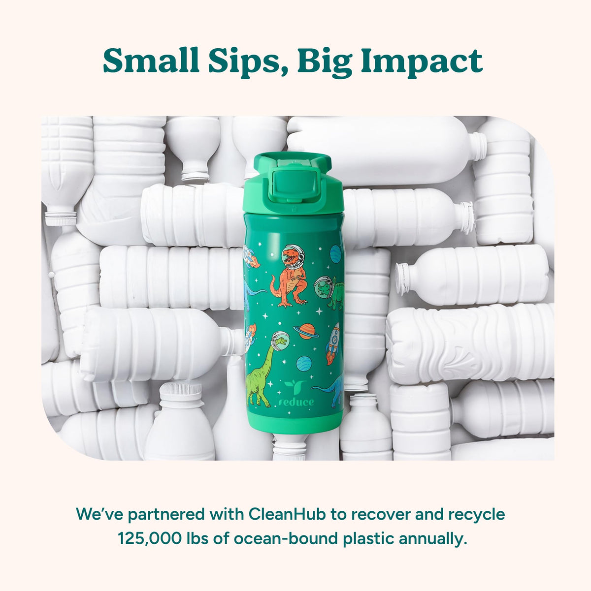 REDUCE Hydrate Pro Kids bottle abstract-flowers design image adds playful style.
