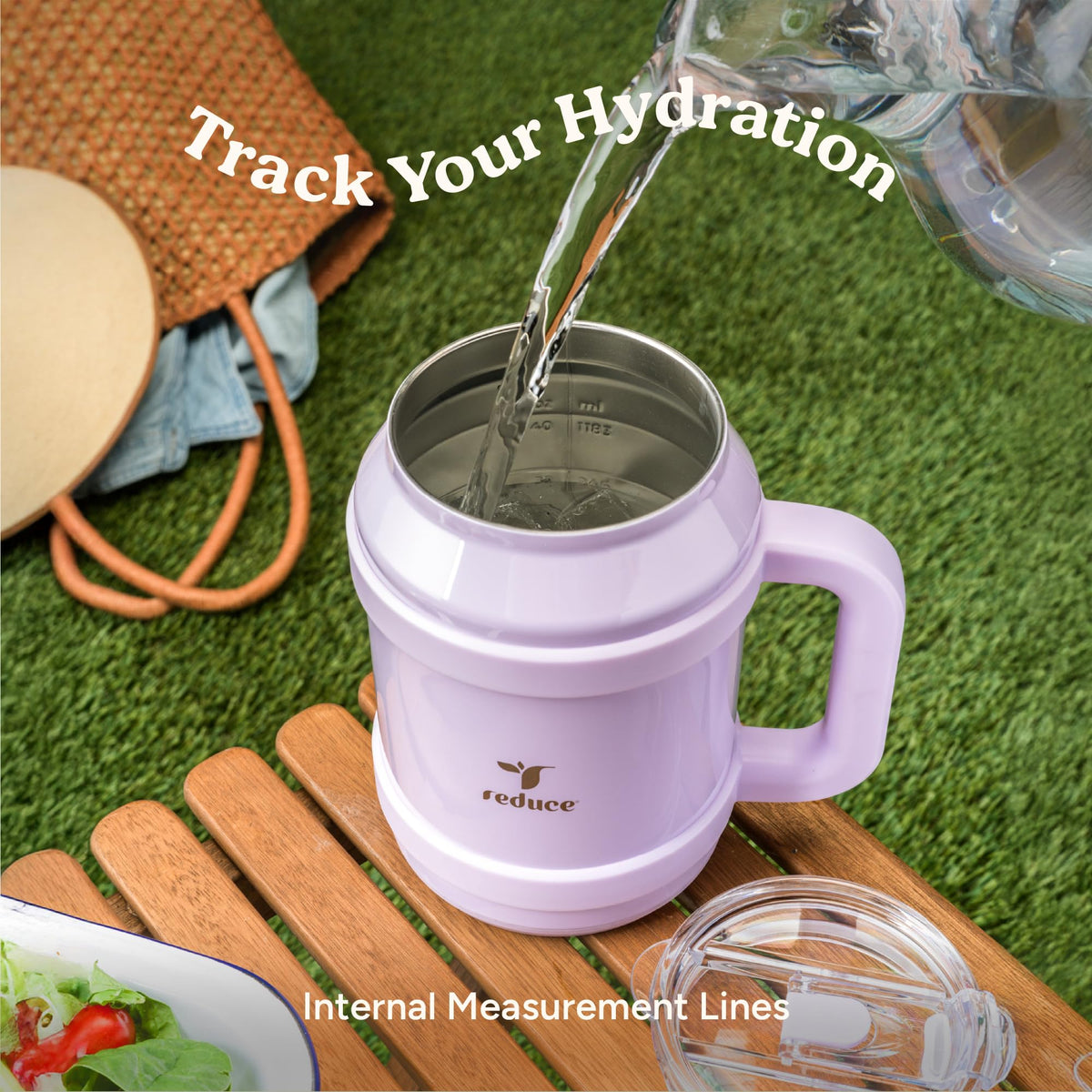 REDUCE Cold1 wide base with spill-free stability on desks and surfaces.