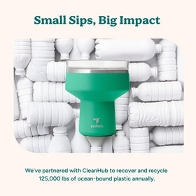 REDUCE Saltini 16oz tumbler palm leaf design emphasizing natural-inspired aesthetics