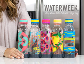 REDUCE WaterWeek bottle side view highlights slim silhouette for one-handed grip during workouts