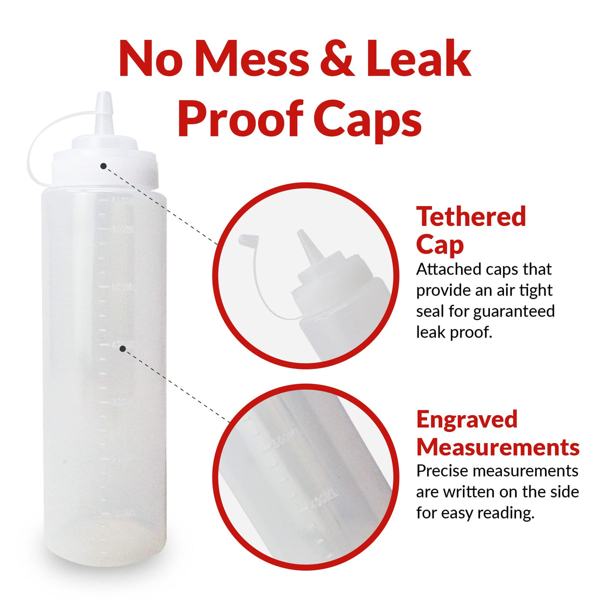 Reli. Clear squeeze bottle with tethered cap offering leak resistance.