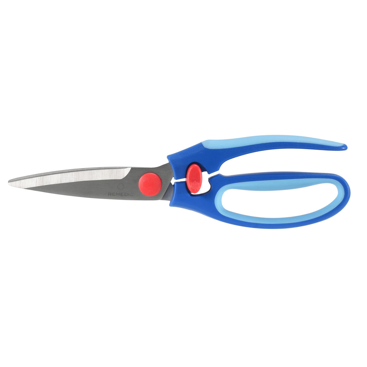 Spring-loaded mechanism in Remedic scissors reopens blades after cut