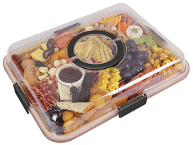 Renmxj charcuterie board with clear lid for travel-ready entertaining