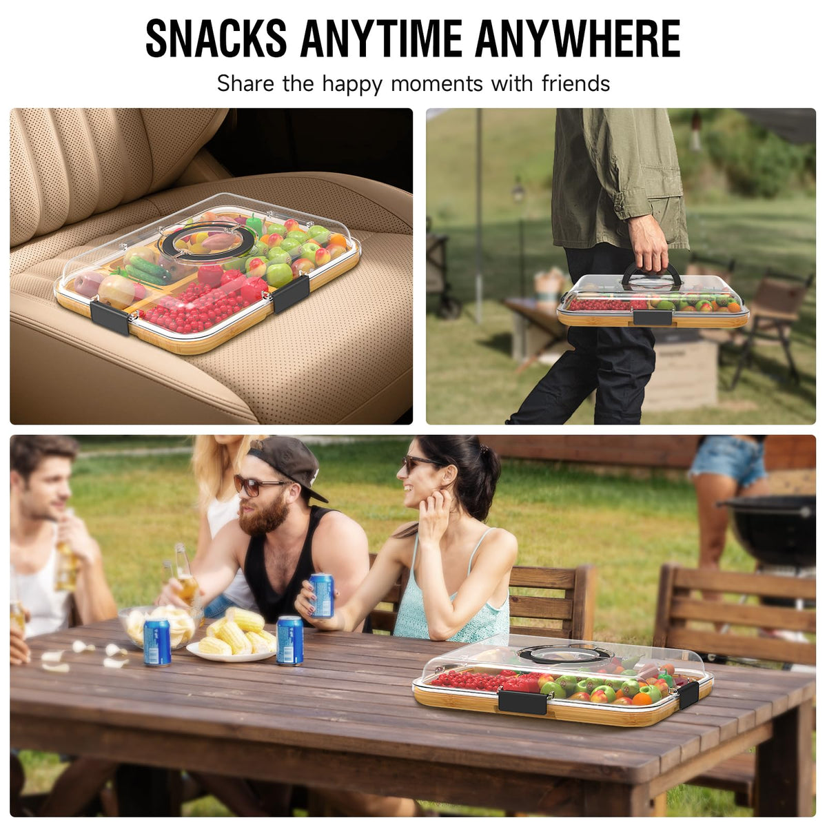 Renmxj lid doubles as serving bowl for quick salads or fruit