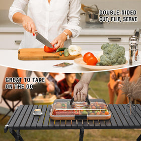 Renmxj charcuterie board with reversible design for serving or cutting