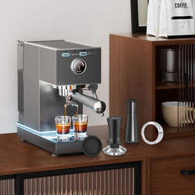 Reoszeank dosing funnel on portafilter for tidy espresso prep