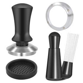Reoszeank espresso tamper showing 30-lb calibrated pressure for consistent tamping