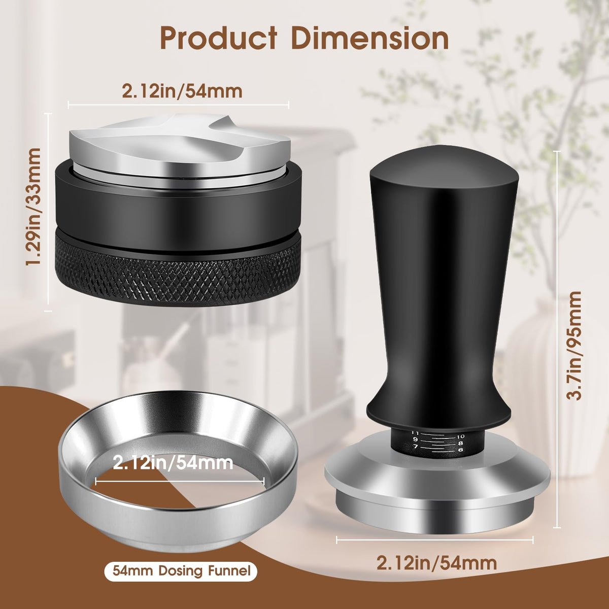 Reoszeank portafilter leveling aid supports uniform extraction.