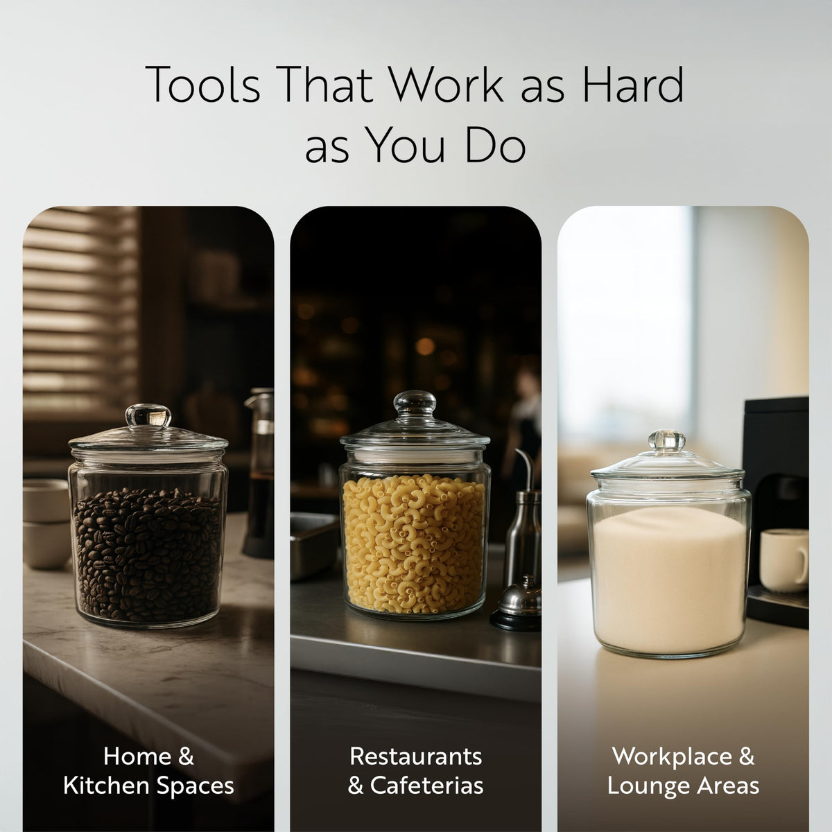 Restaurantware clear glass design lets you see contents at a glance.