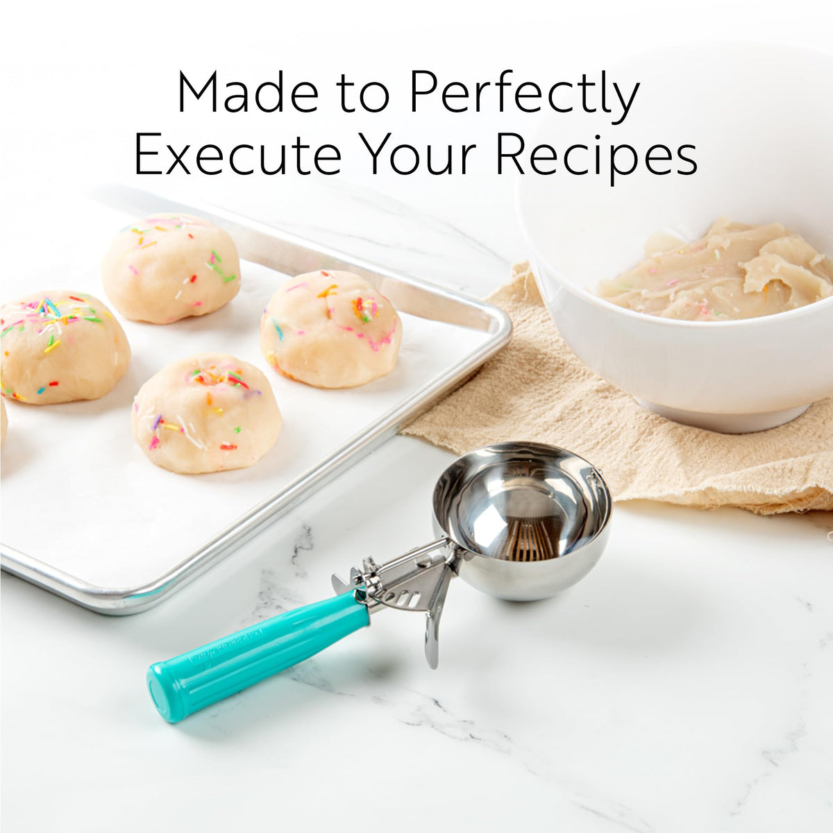 Compact 8.6-inch length fits neatly on prep lines and sinks.