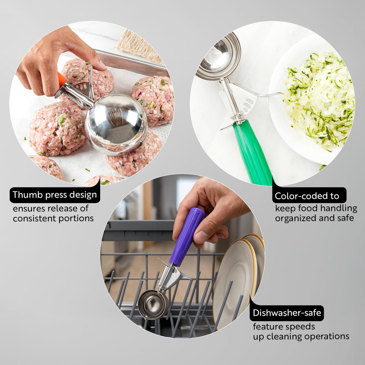 Restaurantware Met Lux stainless steel disher ensures durable, easy-clean ice cream portions.