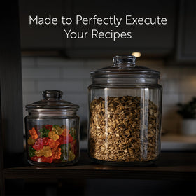 Restaurantware Vetri jar stores cookies and sugar neatly.
