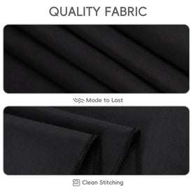 RestfulGlow 8-pack black round tablecloth used in outdoor banquet setting