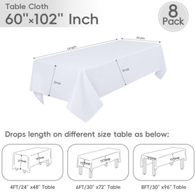 RestfulGlow white tablecloth draped over a 6ft table for a formal event ambiance.