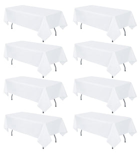 RestfulGlow white tablecloth 60x102 on a 6ft table for a clean, elegant setup.