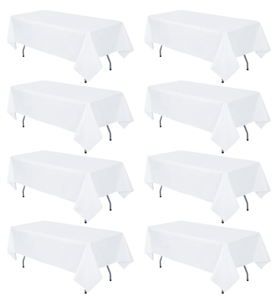 RestfulGlow white tablecloth 60x102 on a 6ft table for a clean, elegant setup.
