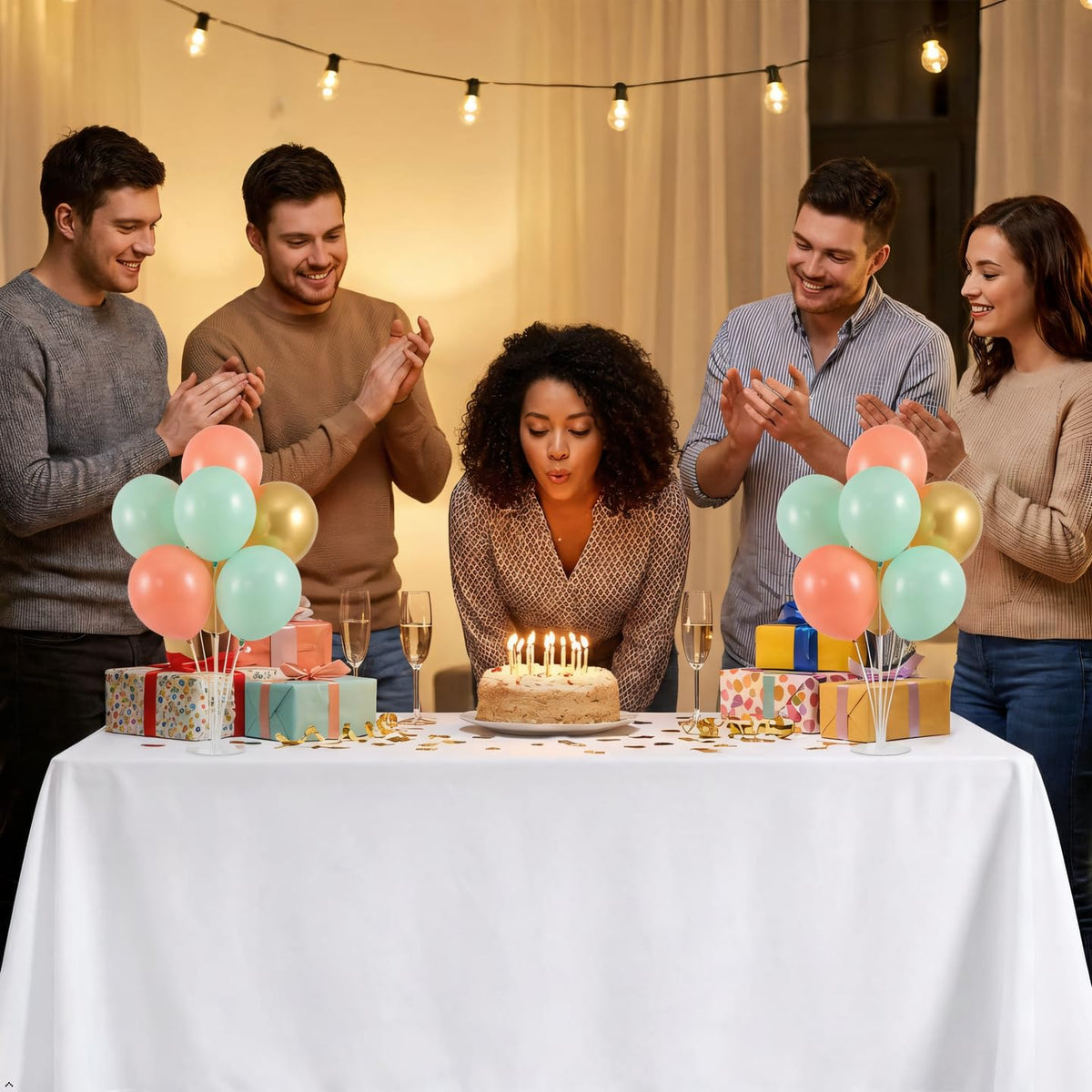 RestfulGlow wrinkle-resistant rectangle tablecloth with seamless edges for a crisp, polished look.
