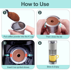 RETHONE K Cup with dense mesh filter keeps grounds contained during brew.