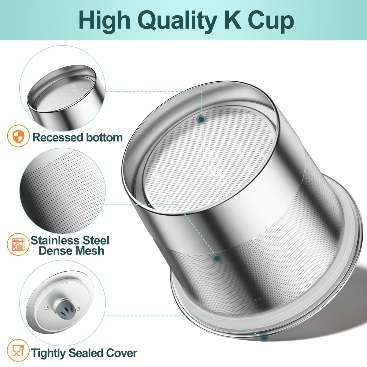 RETHONE one-piece design provides secure, leakage-free brewing.