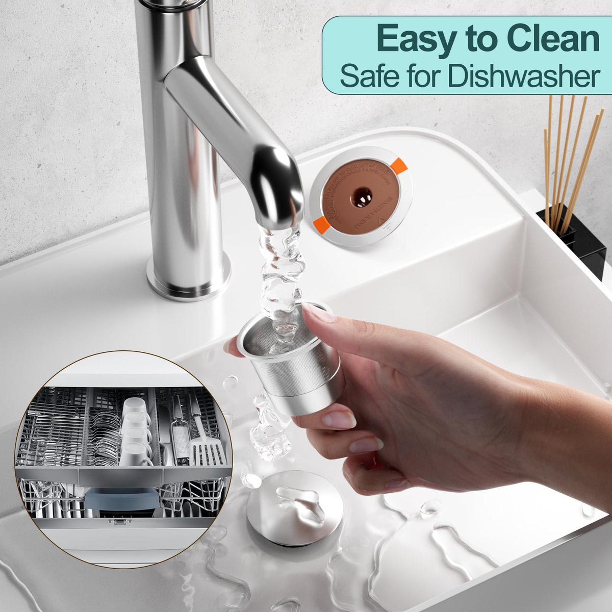 Stainless steel RETHONE pods offer durable, eco-friendly reuse for long-term use.