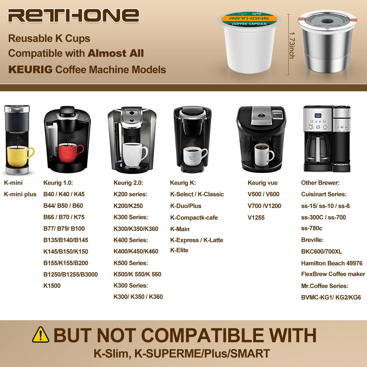 RETHONE stainless-steel K Cup pod features dense mesh for cleaner coffee