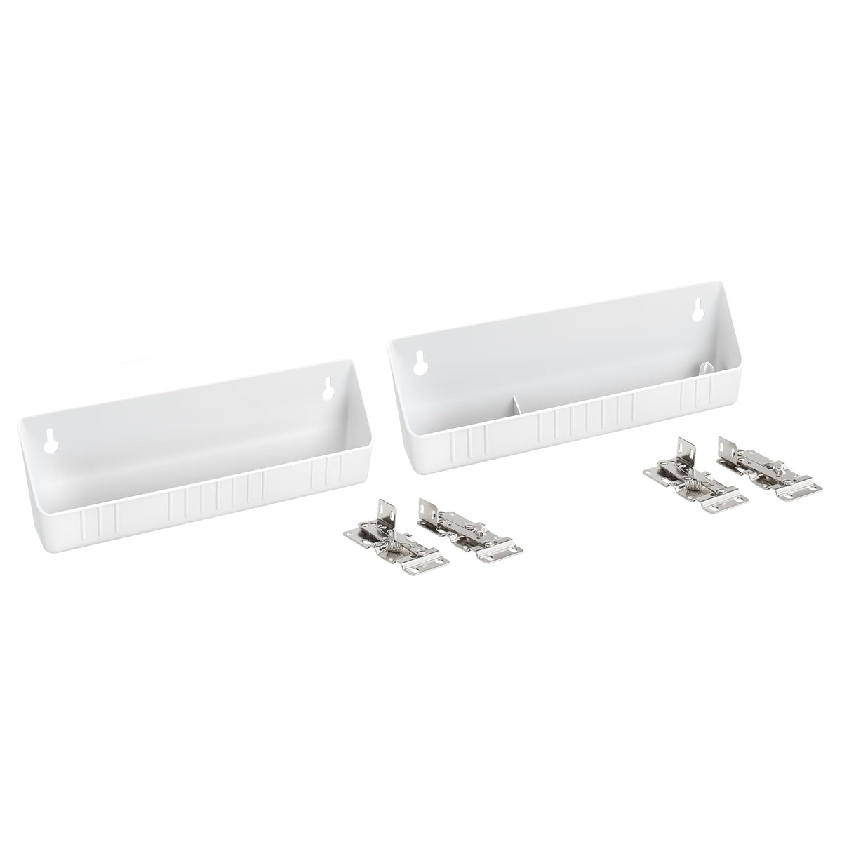 Rev-A-Shelf 11-inch tip-out trays two-pack mounted under a sink for extra cabinet storage.