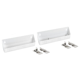 Rev-A-Shelf 11-inch tip-out trays two-pack mounted under a sink for extra cabinet storage.
