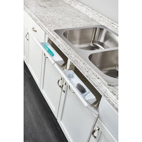 Rev-A-Shelf polymer tray close-up highlighting durable white finish.