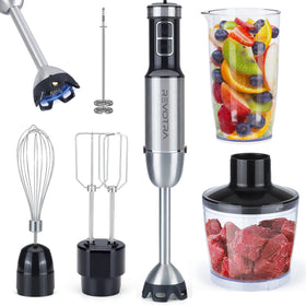 REVOTRA immersion blender 6-in-1 set for silky smoothies and sauces.