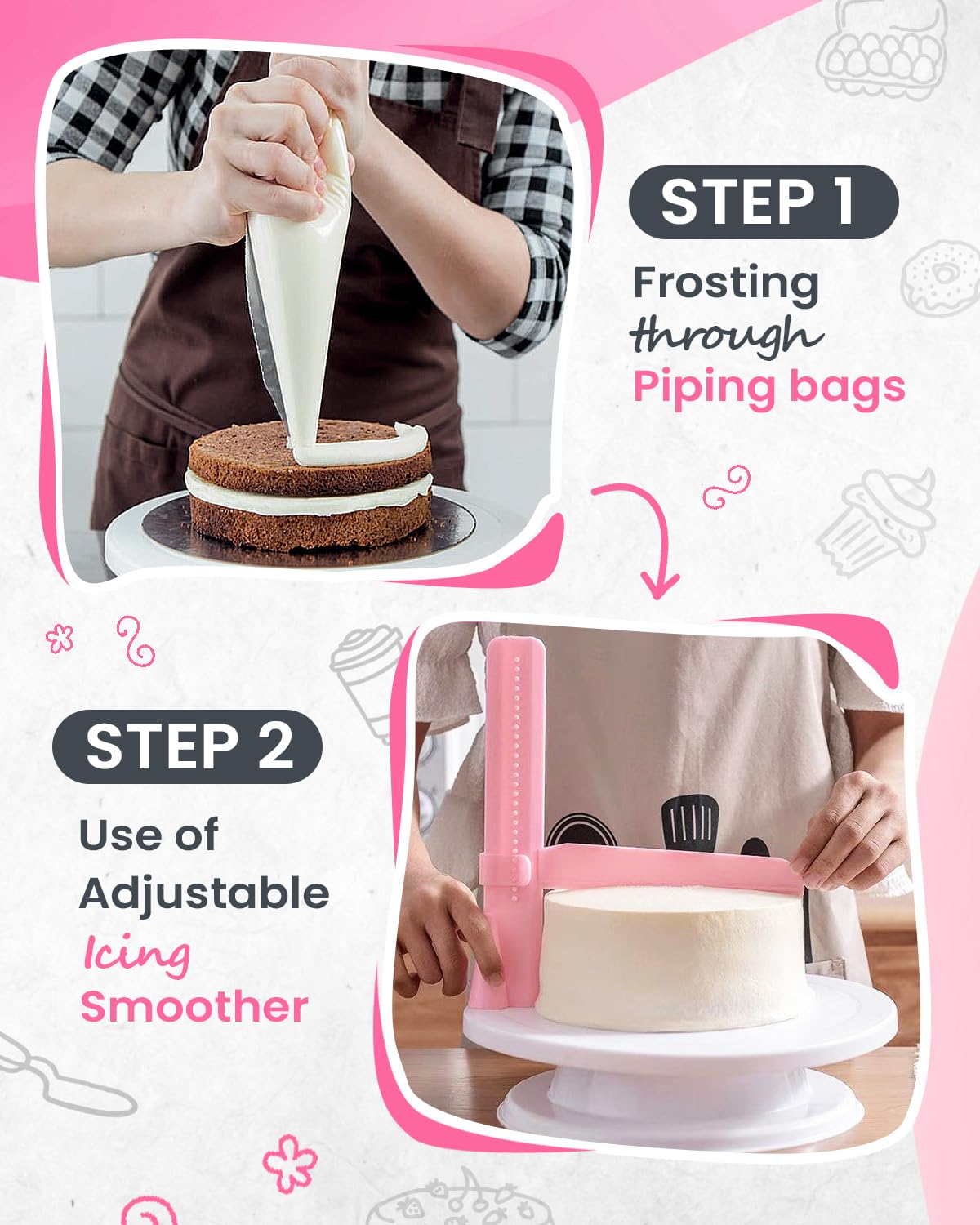 RFAQK 48 piping tips with pattern chart for detailed icing designs