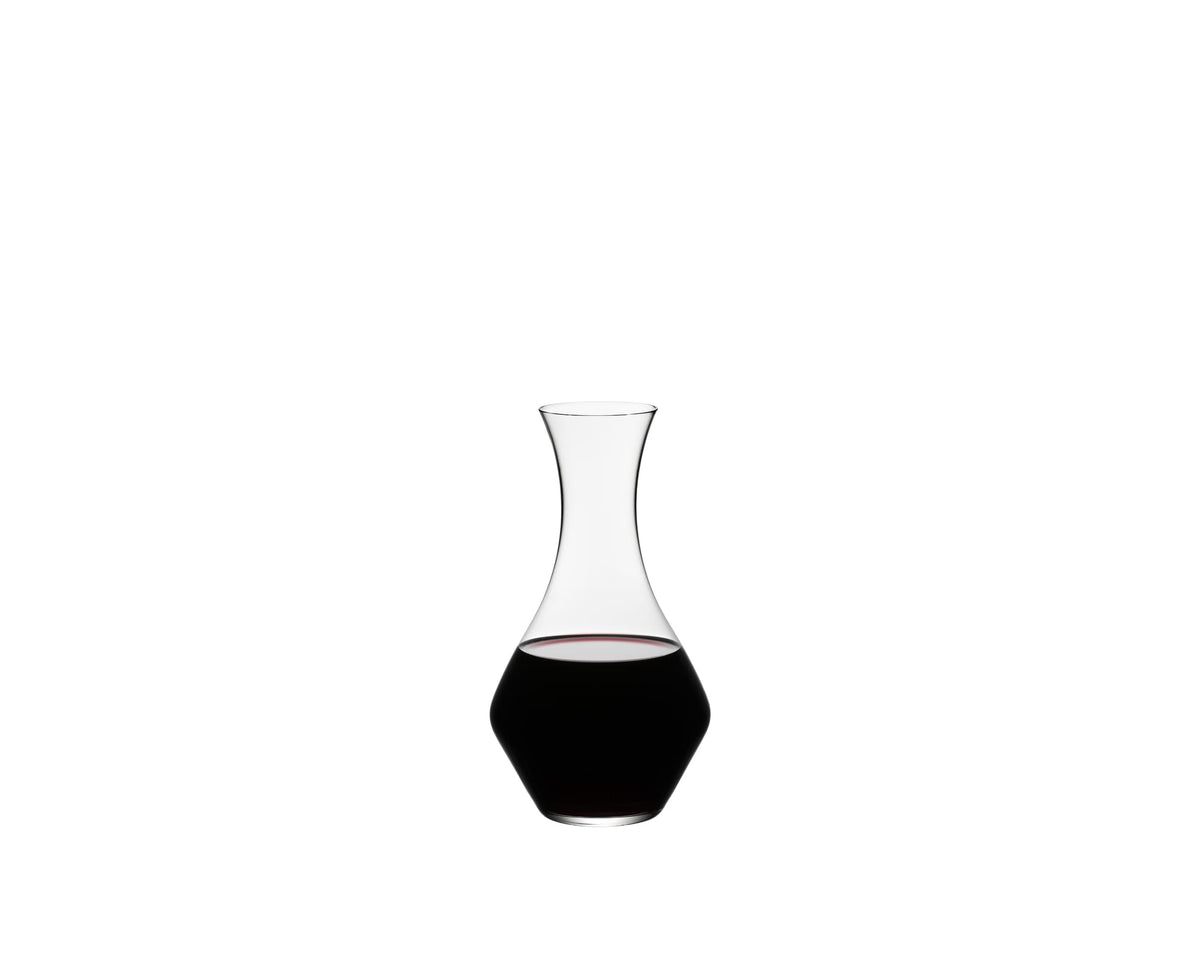 Riedel Cabernet decanter close-up showing crystal clarity for aeration and precise pouring