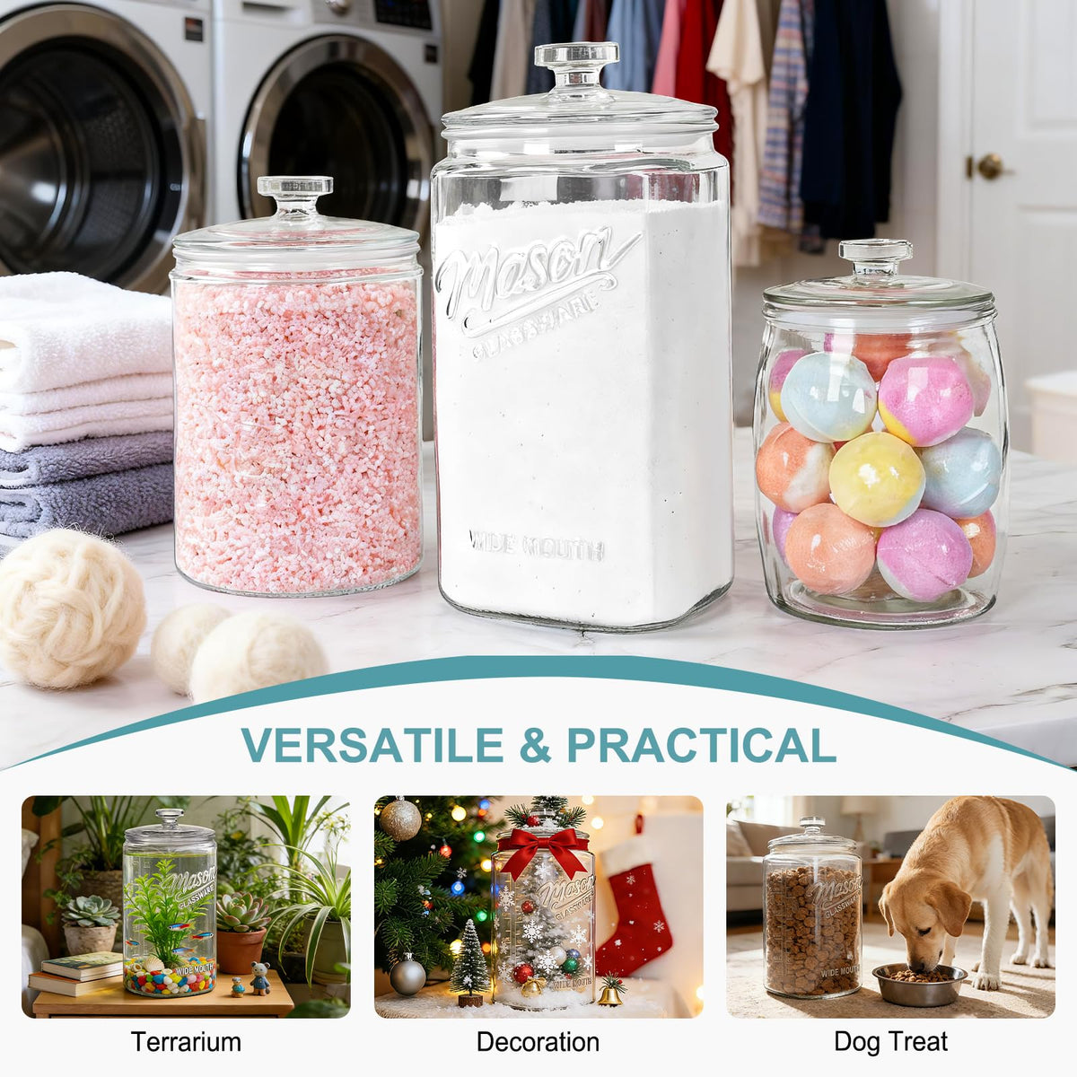 Ritayedet bulk storage for flour and sugar in a clear mason jar