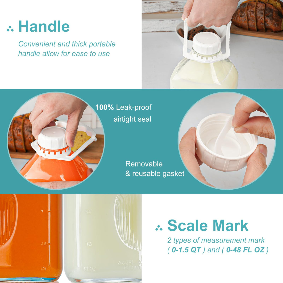 Ritayedet glass carafe with durable handle for convenient serving.