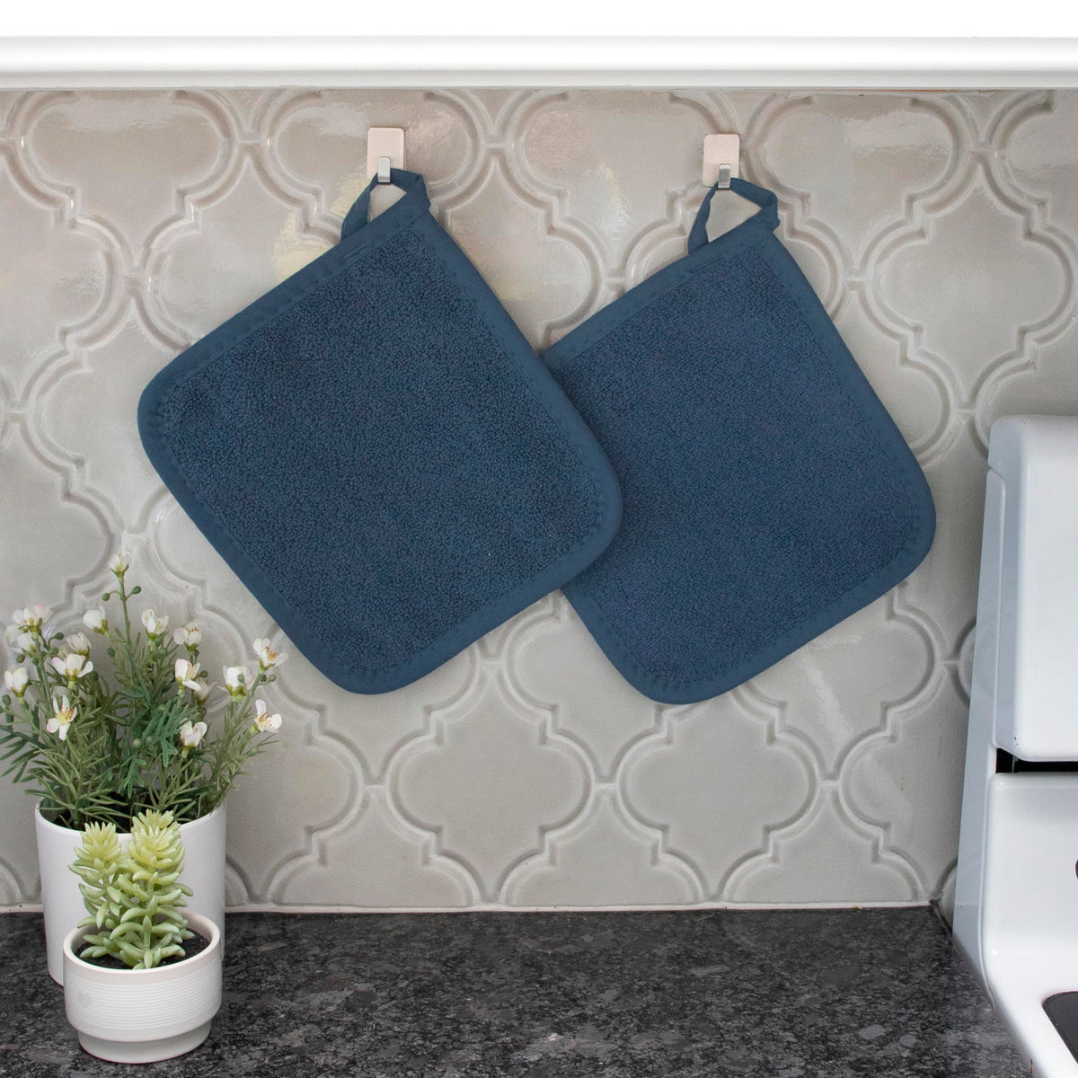RITZ Royale Terry potholder 4-pack provides multiple pieces for busy prep spaces.
