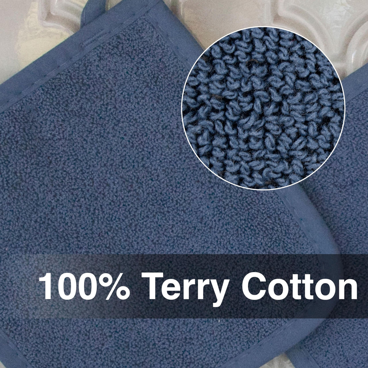 RITZ Terry Potholder shows durable 100% cotton weave for everyday use.