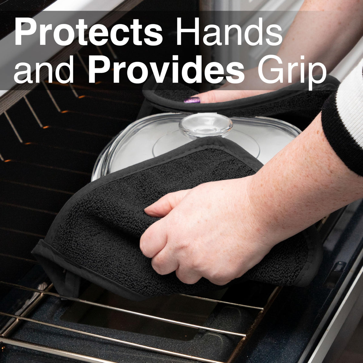 Ritz Terry potholder machine washable for easy care.