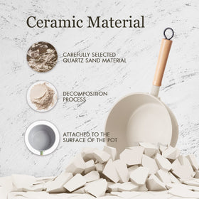 ROCKURWOK wooden-handle saucepan delivers cool touch and comfortable grip during simmering.