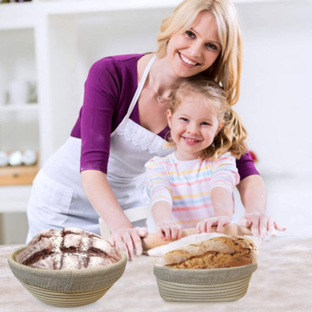 RoEsha fresh bread proofing in basket showcases crust-ready potential.