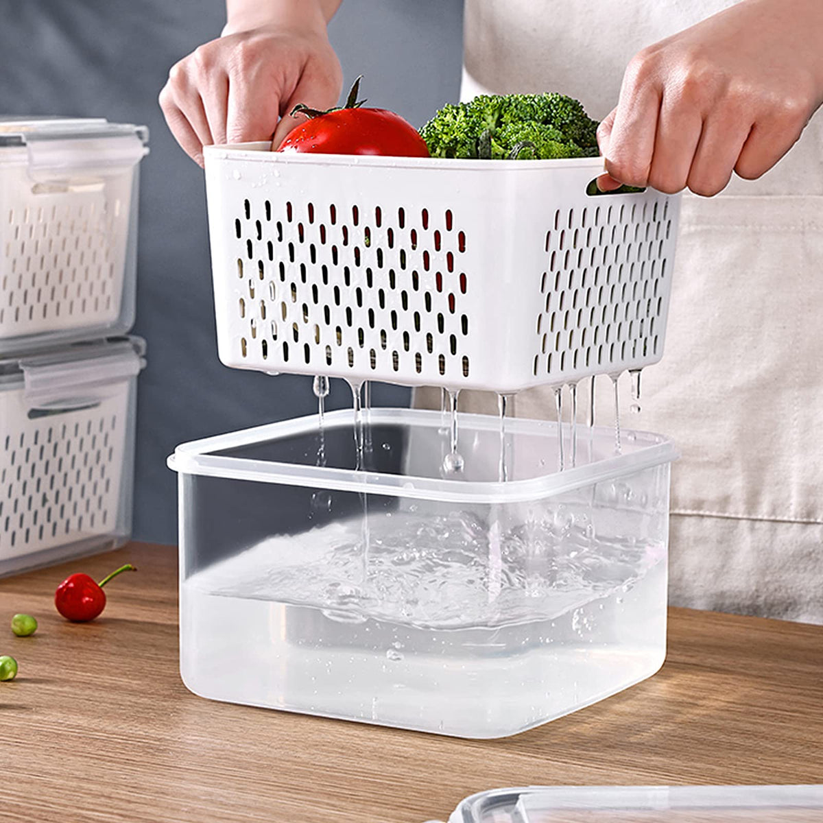 Ronanemon 4-pack fridge storage 4150ml container for meat and seafood.