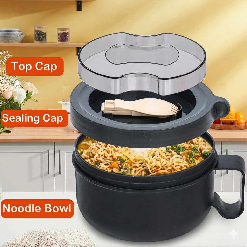 Ronanemon microwave ramen bowl with steam vent for mess-free reheating