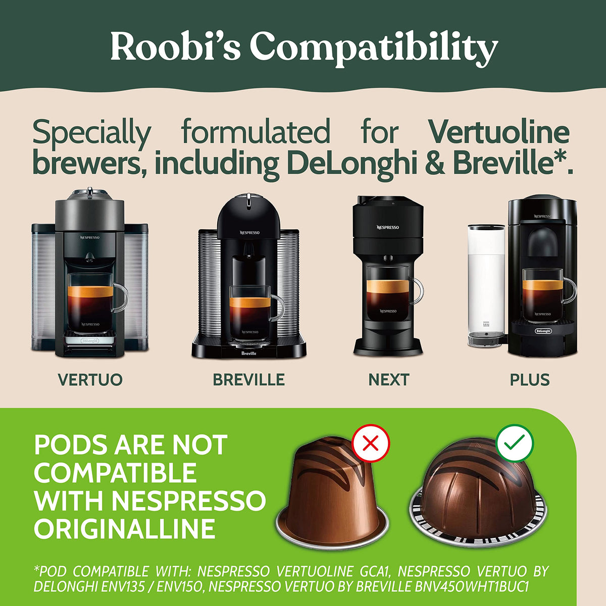 Roobi plant-based citric acid formula delivers gentle descaling for Vertuo machines.