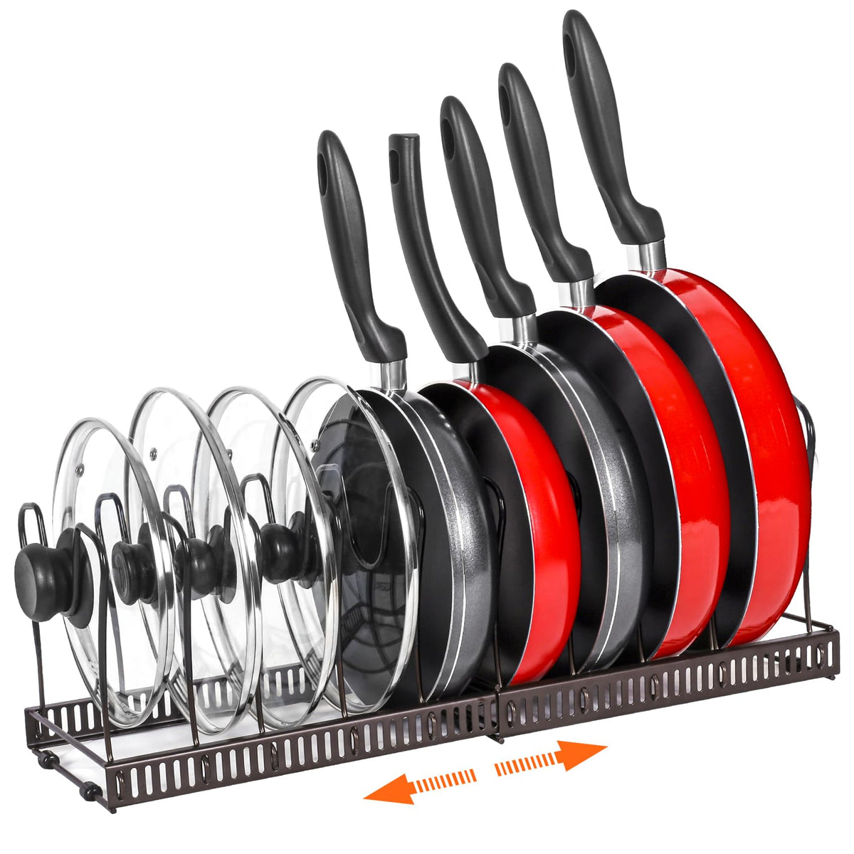 ROOHUA pot rack organizer with expandable design saves kitchen space.