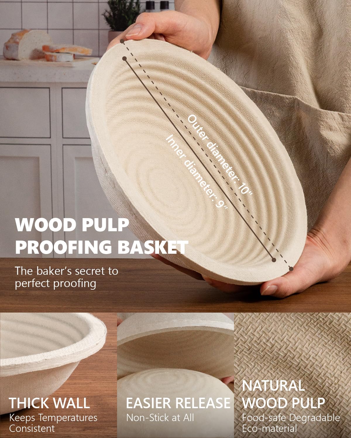 rorecay banneton non-stick release helps preserve bread bottoms and lattice patterns