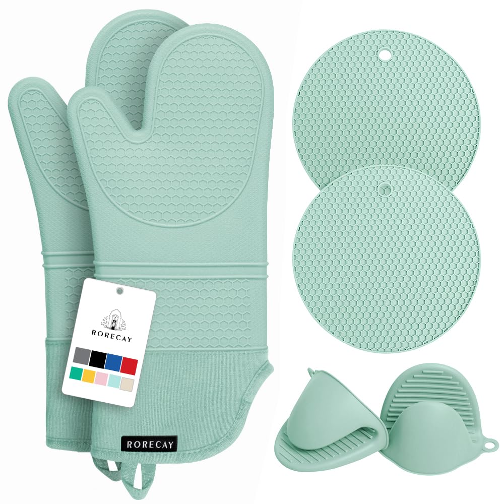 Rorecay 15-inch oven mitts with honeycomb grip for secure handling