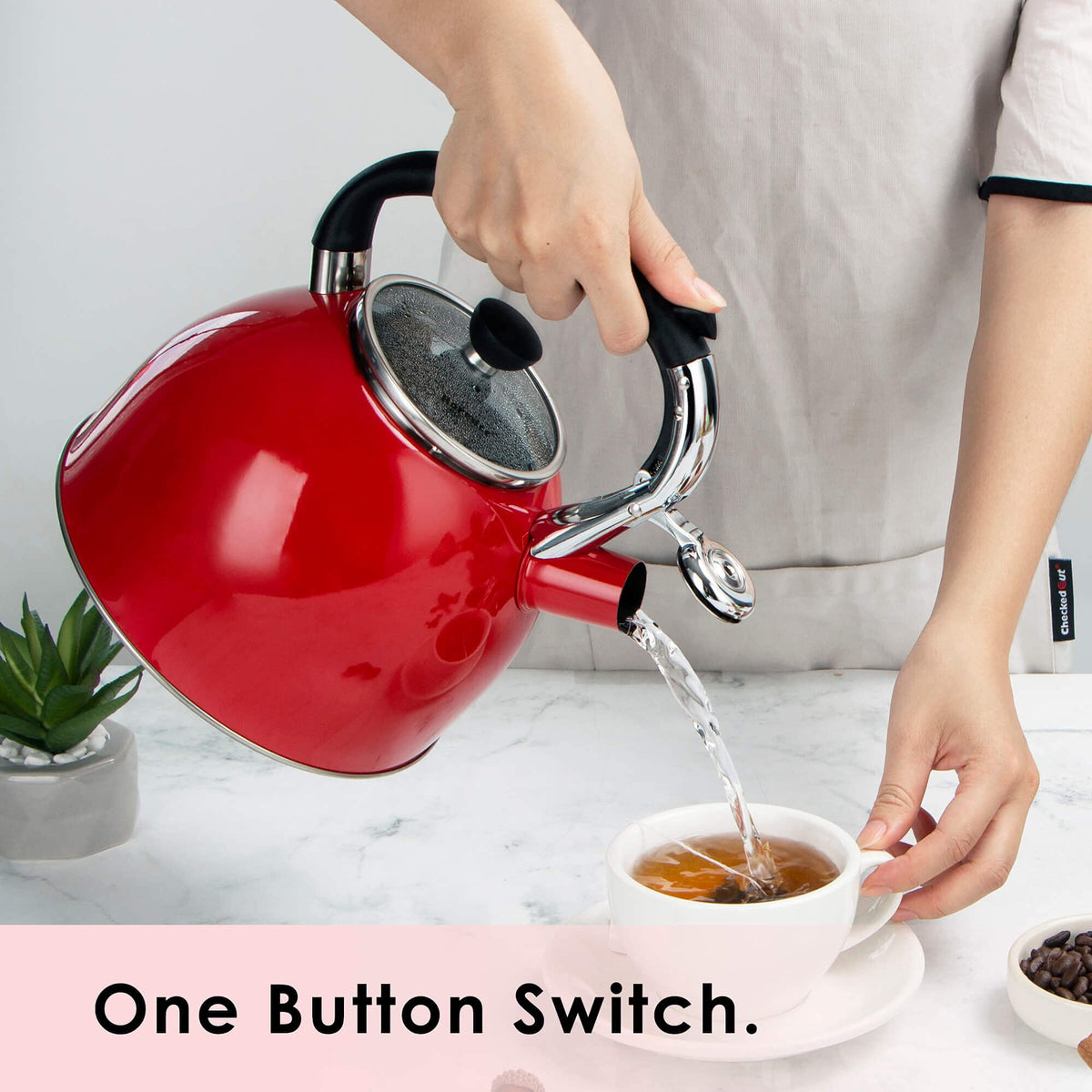 Rorence whistling tea kettle built-in whistle signals when water boils